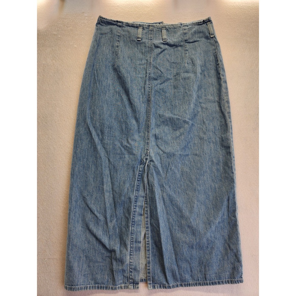 Hunt Club Vintage Blue Denim Button Front Maxi Skirt Womens Size 16 High Waist - Picture 6 of 8